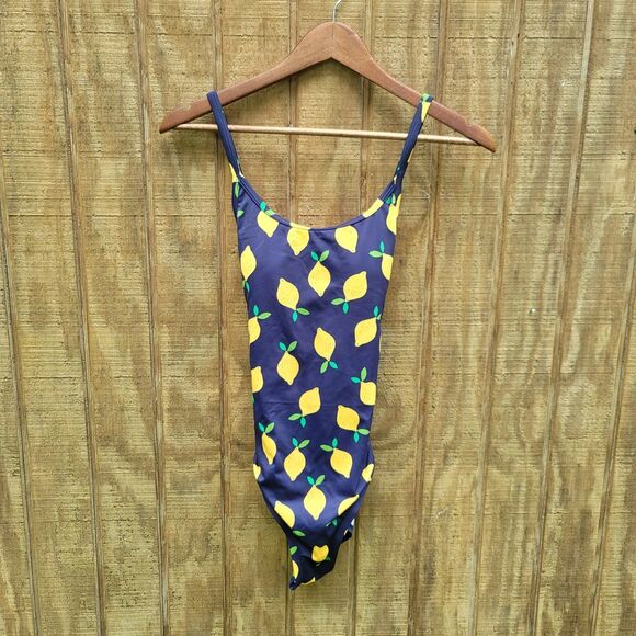 Hanna Andersson Adult Mom All Over Lemon Print Navy Womens Size M - Picture 1 of 9